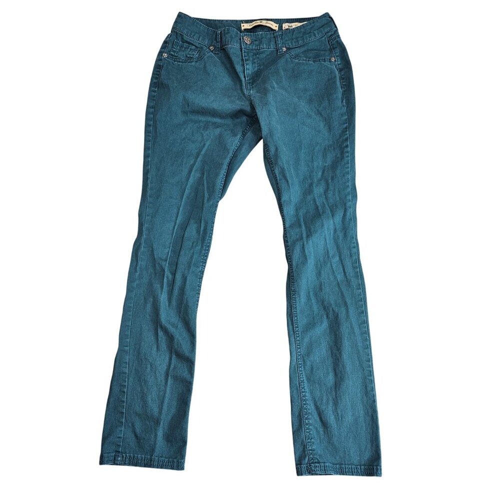 Vanilla Star Skinny Jeans Womens 4 Teal‎ Green Low Rise Stretch Denim Pants
